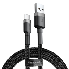 Baseus Cafule Kábel tartós nylon litzehuzal USB / USB - C QC3.0 3A 1M fekete - szürke (CATKLF - BG1) mobiltelefon kellék
