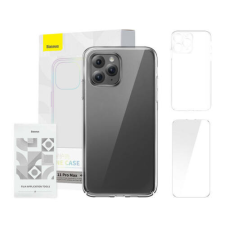 Baseus Case Baseus Crystal Series for iPhone 11 pro max (clear) + tempered glass + cleaning kit mobiltelefon kellék