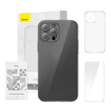 Baseus Case Baseus Crystal Series for iPhone 12 Pro (clear) + tempered glass + cleaning kit mobiltelefon kellék