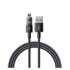 Baseus DISPLAY II adatkábel (USB - lightning, 2.4A, gyorstöltő, cipőfűző, LED kijelző, 100cm) FEKETE Apple IPAD (4th Generation), IPAD Air 2, IPAD Pro 9.7