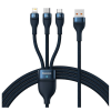 Baseus Flash 3 az 1-ben USB töltőkábel USB-C + Micro USB + Lightning 66W 1.2m kék (CASS040003) (CASS040003)