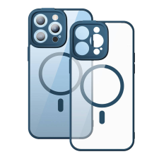Baseus Frame Apple iPhone 14 Pro Max Magsafe Tok+kijelzővédő - Átlátszó/Kék tok és táska