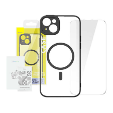 Baseus Frame Transparent Magnetic Case and Tempered Glass set for iPhone 14 Plus (black) mobiltelefon kellék