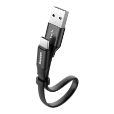 Baseus Fürge Flat Hordozható USB / USB - C kábel Buckle 2A 0,23M fekete (CATMBJ - 01) mobiltelefon kellék