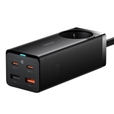 Baseus GaN3 Pro wall charger / powerstrip 2xUSB + 2xUSB-C + AC, 65W tok és táska