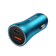 Baseus Golden Contactor Max autós töltő USB + USB-C 60W kék (CGJM000103) (CGJM000103) mobiltelefon kellék