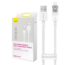 Baseus Gyorstöltő kábel Baseus USB-A Lightning Explorer Series 2m, 2.4A (fehér) kábel és adapter