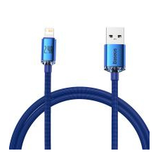 Baseus Lightning kábel, Crystal Shine Series gyorstöltés, adatkábel, 2.4A, 1.2m, kék (CAJY000003) kábel és adapter