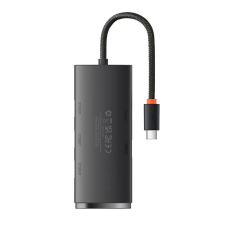 Baseus Lite Series Hub 4in1 adapter USB-C 4x USB 3.0 + USB-C, 25cm fekete (WKQX030301) (WKQX030301) hub és switch