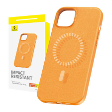Baseus Magnetic Phone Case for iPhone 15 Baseus Fauxther Series (Orange) tok és táska