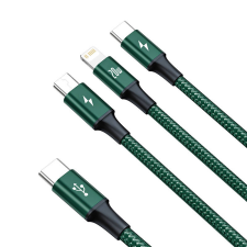 Baseus Rapid Series USB-A apa 2.0 - USB-C/Lightning/Micro USB-B apa Adat és töltőkábel - Zöld/Fekete (1.5m) kábel és adapter