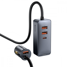 Baseus Share Together autós töltő hosszabbítóval, 3x USB, USB-C, 120W (szürke) mobiltelefon kellék