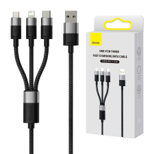 Baseus StarSpeed 3 az 1-ben töltőkábel USB - USB-C + Micro + Lightning 3,5A, 1.2m (fekete) kábel és adapter