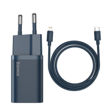 Baseus Super Si Quick Charger 1C 20W fali töltő + USB-C - Lightning kábel 1m kék (TZCCSUP-B03) mobiltelefon kellék
