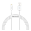 Baseus SUPERIOR adatkábel (USB - lightning, 2.4A, PD gyorstöltő, 150cm, törésgátló) FEHÉR