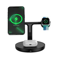 Baseus Swan Magsafe bezdrôtová nabíjačka na iPhone / AirPods / Apple Watch 15W, čierna okosóra kellék