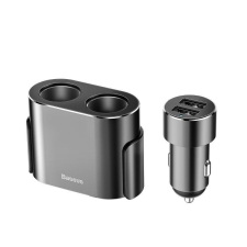 Baseus szivargyújtó elosztó + 2xUSB autós töltő fekete (CRDYQ-01) mobiltelefon kellék