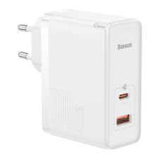 Baseus Travel Charger GaN5 Pro Quick USB-C / USB-A töltő - Fehér (100W) mobiltelefon kellék