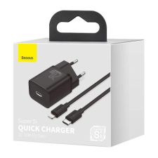  Baseus Travel Charger set Super Si 1C QC (With Simple Wisdom Cable Type-C to Lightning 1m) 20W EU Black (TZCCSUP-B01) mobiltelefon kellék