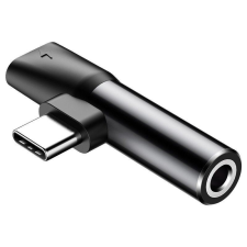 Baseus USB-C–Mini Jack 3,5 mm+USB-C audioadapter, fekete (CATL41-01) kábel és adapter