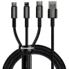 Baseus USB Lightning + Micro USB + USB Type C Átalakító Fekete 1.5m CAMLTWJ-01