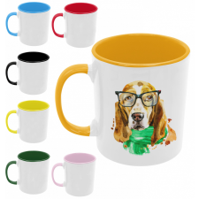 Basset Hound vízfestmény - Fehér Bögre bögrék, csészék