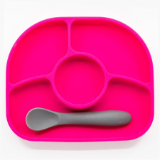 bblüv Yümi Tapadó aljú szilikon tányér és kanál - Pink babaétkészlet