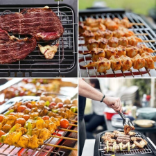 BBQ grill 2 sütőhellyel, teljesítmény 2000W, fekete színű grillsütő