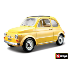 Bburago Fiat 500 F 1965 sárga autómodell 1:24 autópálya és játékautó