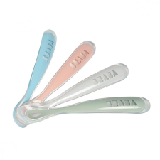 Beaba - Ergonomikus Szilikon Hosszú Kiskanál szett - 4 db - Eukaliptus babaétkészlet