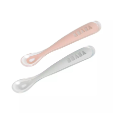  Béaba Ergonomikus Szilikon Hosszú Kiskanál Szett + Doboz- Sötét rózsaszín babaétkészlet