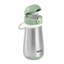 Béaba Rozsdamentes Acél Palack + Fogantyú - 350 ml - Zsályazöld kulacs, kulacstartó