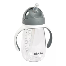Béaba Szívószálas Ivópohár 300 ml - Sötétszürke babaétkészlet