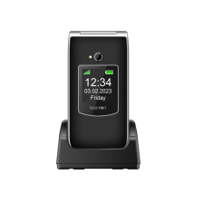 Beafon SL605 (2025) kártyafüggetlen kinyitható mobiltelefon SOS gombbal, dokkolóval, fekete mobiltelefon