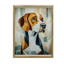 BEAGLE FESTÉS GEOMETRIÁBAN VÁSZON PREMIUMRA KERET NÉLKÜL 50x70 CM grafika, keretezett kép