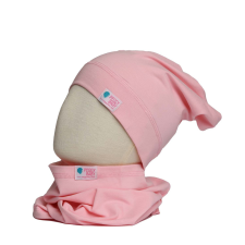  Beanie, egyszínű, világos-pink babasapka, sál