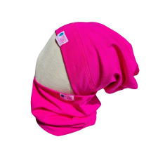  Beanie kétrétegű, egyszínű, fuchsia babasapka, sál