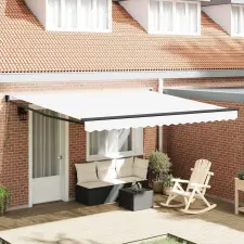  Behúzható napellenző Fehér 400 × 300 cm Pamut és Alumínium nyílászáró