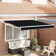 Behúzható napellenző Fekete 350 x 250 cm Pamut és Alumínium nyílászáró