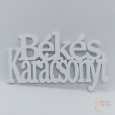 Békés karácsonyt felirat - 14 cm - fehér karácsonyi dekoráció