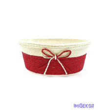  Bélelt köteles ovál kosár 19cm - Bordó dekorációs kellék