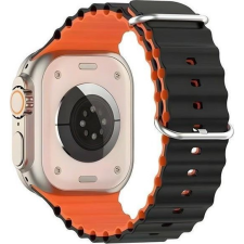 Beline Silicone Waves Szíj Apple Watch 38/40/41mm - Fekete-Narancssárga (Beli03124) okosóra kellék