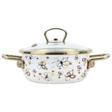 Belis PREMIUM Zománcozott lábas + üveg fedő, 20cm / 2,3l, krémszínű edény