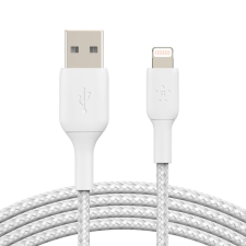 Belkin BOOST CHARGE Lightning - USB-A harisnyázott kábel 3m fehér (CAA002bt3MWH) (CAA002bt3MWH) - Adatkábel mobiltelefon kellék