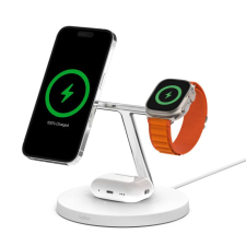 Belkin boostcharge pro 3-in-1 wireless charging stand with magsafe white wiz017vfwh kábel és adapter