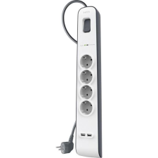 Belkin BSV401VF2M túlfeszültségvédő 4 DIN + 2 USB (2.4 A) töltő (BSV401VF2M) hosszabbító, elosztó