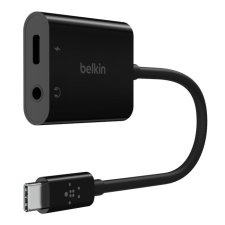 Belkin RockStar 3.5mm Audio + USB-C Charge Adapter Black kábel és adapter