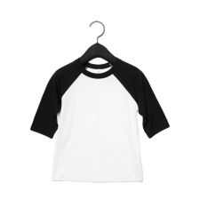 Bella+Canvas Bébi 3/4-es ujjú póló Bella Canvas Toddler 3/4 Sleeve Baseball Tee 2T, Fehér/Fekete babapóló, ing