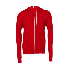 Bella+Canvas Uniszex kapucnis hosszú ujjú pulóver Bella Canvas Unisex Poly-Cotton Full Zip Hoodie XS, Piros