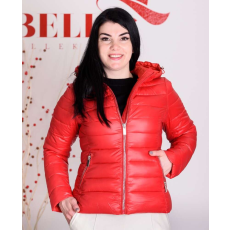 BellaKollektion Steppelt kapucnis piros dzseki (S-XL)